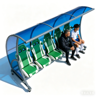 Abri pour équipe de football 6 places en polycarbonate et aluminium, banc de réservés de luxe pour joueurs, banc de remplacement de football avec prix d'usine