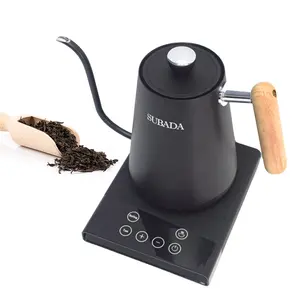 Hervidor eléctrico de cuello de cisne Control de temperatura Acero inoxidable Negro Digital Inalámbrico Agua caliente para té Hervidores eléctricos 1000W