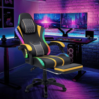 Chaise de jeu ergonomique pliable avec lumières LED RGB, haut-parleurs Bluetooth, repose-pieds réglable en hauteur pour la maison et le bureau