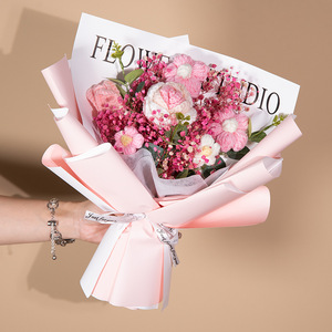 Ramo <span class=keywords><strong>de</strong></span> Flores Artificiales Tejidas a Mano LUYI, Decoración y Regalo, Gypsophila <span class=keywords><strong>Paniculata</strong></span>, Rosas <span class=keywords><strong>de</strong></span> Hilo Tejido - Product Image 1