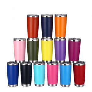 20oz Powder Coated Tumbler Double Wall Vacuum Insulated <b>Cup</b> <b>with</b> Lid <b>Straw</b> Laser Engraving Custom Logo Navy - Product Image 2
