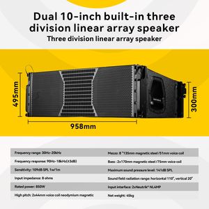 Système de sonorisation CHORDIO V-210, enceinte Line Array 3 voies double 10 pouces, 141 dB SPL max, événements en extérieur, garantie 2 ans, fabriqué en Chine - Product Image 5