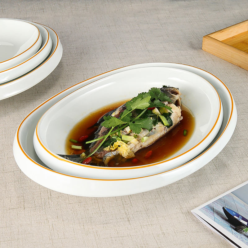 Restaurant Melamine Oval Shape Fish Plates Large Serving Dish