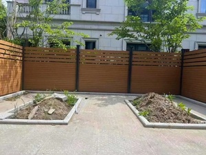An ninh nhà khung hợp kim nhôm 6 chân bề mặt dập nổi thiết kế hiện đại Gỗ nhựa composite WPC sân hàng rào Bảng điều khiển - Product Image 3