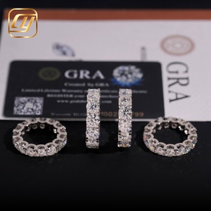 Wholesale Couple Stackable <b>Ring</b> S925 <b>Silver</b> Full <b>Eternity</b> Band Round Moissanite Diamond Fully Iced Wedding Band Hip Hop - Product Image 2