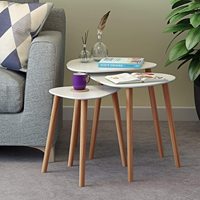 Table à thé marocaine paresseux pour ordinateur portable Petit ensemble de 3 meubles de table basse en pin Tables gigognes en bois pliantes blanches