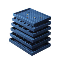 Plateau de présentation de bijoux en velours bleu marine, organisateur multi-compartiments pour bagues, boucles d'oreilles et colliers, pour tiroir ou armoire de bijouterie
