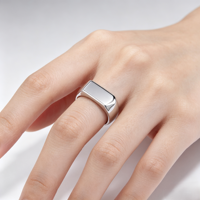 Edelstahl Blanko-Siegelring Unisex Polierter Quadratischer Fingerring Individuell Gravierter Modischer Schmuck für Männer und Frauen