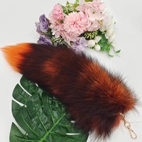 Gros teint 35-40CM grande queue de renard porte-clés vêtements moelleux véritable fourrure de renard tailPendentifs