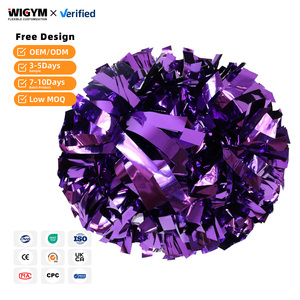 Pompons de cheerleading en feuille d'or et violet, pour célébrations scolaires, maternelle, élèves du primaire et du secondaire, filles. - Product Image 1