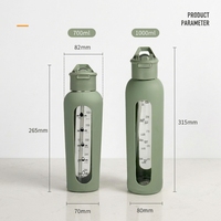 Bouteille en verre borosilicate sans BPA de 700 ml et 1000 ml avec paille et manchon de protection en silicone – Vente en gros