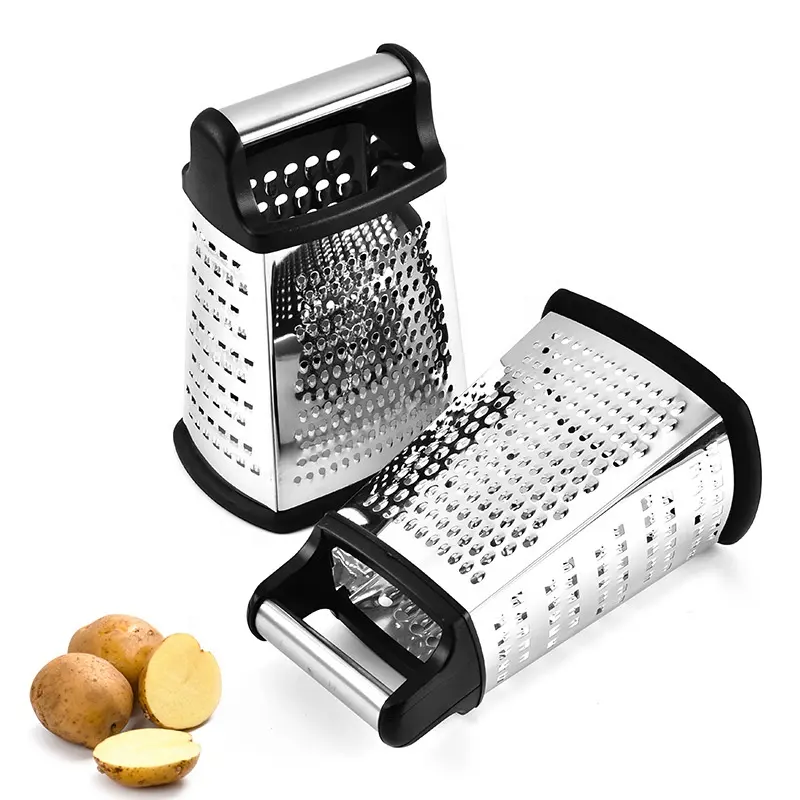 Multifunctional grater kitchen stainless steel 4 sides manual vegetable cheese grater with stainless steel handle