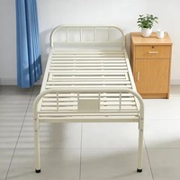 Lit médical manuel économique Shenghexiang pour soins à domicile et hôpital, type fixe plat, capacité 240 kg, cadre en tube d'acier de 1,5 mm, matelas de 80 mm
