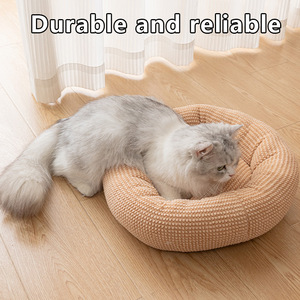 Round Pet Bed For Dog Polyester Fiber Fill Warm Comfortable All Season Use - Product Image 3