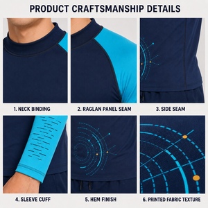 Maglietta Rash Guard Personalizzata da Uomo a Maniche Lunghe con Stampa Digitale UPF 50 Resistente al Cloro in Nylon Piccolo MOQ Abbigliamento Sportivo da Spiaggia - Product Image 4