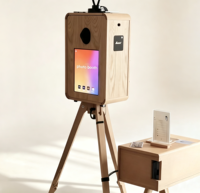 Photomaton portable avec écran tactile de 15,6 pouces, machine de photomaton vintage avec anneau lumineux RVB pour mariages, fêtes, célébrations