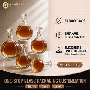 Vente en gros de bouteilles en verre de haute qualité pour vin de fruits, liqueurs, bouteilles en verre transparent avec bouchons pour whisky, <span class=keywords><strong>vodka</strong></span> et gin - Product Image 1