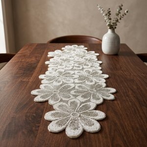 Camino de Mesa Bordado Floral de Algodón, Decoración Clásica para el Hogar, Lavable - Product Image 2
