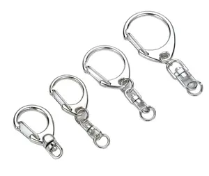 DIY Metal D Snap Hook Split Keychain Key Ring With Chain