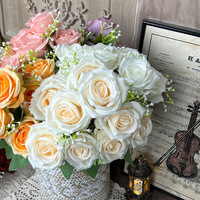 Bouquet de roses artificielles à neuf têtes, style Concubine Impériale, pour décoration de mariage