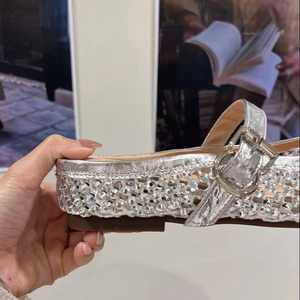 <b>Top</b> Sale <b>Rhinestone</b> Decoration <b>Mesh</b> Upper Summer Flat Sandals Comfortable Flat <b>Mesh</b> Party Flat Women Slippers - Product Image 2