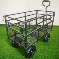 Chariot de jardin extérieur en acier robuste d'une capacité de 900 lb Chariot de jardin à benne basculante Chariot de jardin à mailles pour pelouse et cour