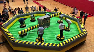 Diámetro 6m al aire libre inflable Meltdown Eliminator inflable Wipeout juego barredora <span class=keywords><strong>curso</strong></span> con máquina móvil <span class=keywords><strong>para</strong></span> niños adultos - Product Image 5