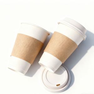 Gobelets à café en papier kraft à double paroi blancs jetables de 8 oz, 10 oz, 12 oz, 16 oz avec couvercle, impression personnalisée pour thé chaud, vente en gros - Product Image 2