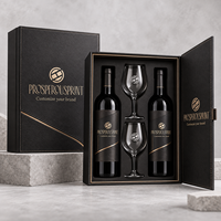 Boîte cadeau de vin de luxe personnalisée, boîte d'emballage pour deux bouteilles de vin avec verres à vin pour bouteille de vin