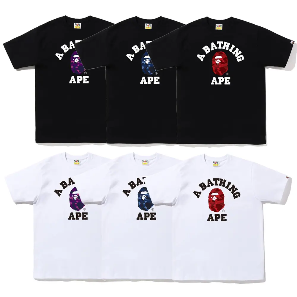 Popüler bape1 uzun vadeli istikrarlı kaynağı pamuk erkek ve kadın rahat spor kısa kollu t-shirt giyim erkekler için