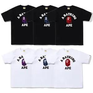 The popular bape1 long-term stable supply of pure cotton double yarn men's and women's casual sports short-sleeved T-shirts