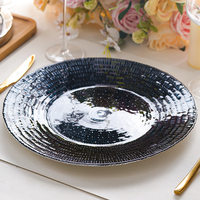 Assiette décorative en verre rose de luxe, colorée pour la décoration de la maison, l'affichage sur table, les mariages, les fêtes et les cadeaux de vacances