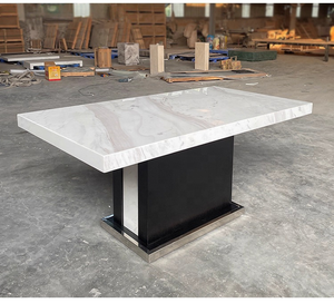 Bàn ăn đá cẩm thạch hình chữ nhật cao cấp hiện đại kiểu Ý, mặt bàn đá tự nhiên, bộ bàn ăn 8 chỗ ngồi, nội thất phòng ăn - Product Image 3