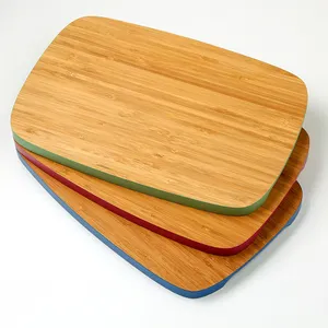 New Design China Factory Chopping Blocks Color Edge With Arc Angle And Handle Bamboo Wooden Cutting Board