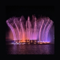 Fuente Musical Flotante para Lagos de Gran Escala, Espectáculo de Agua Danzante Decorativo para Exteriores con Sistema de Iluminación LED Púrpura