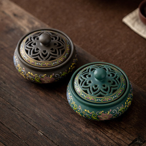 Quemador de Incienso de Cerámica con Esmalte Cloisonné, Soporte para Aromaterapia, Diseño de Flujo Invertido, Estilo Clásico, Marca <span class=keywords><strong>Yu</strong></span> <span class=keywords><strong>Bo</strong></span>, Hecho a Mano - Product Image 3