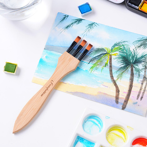 Pinceaux à <span class=keywords><strong>peinture</strong></span> personnalisés, ensemble de pinceaux plats multi-têtes pour <span class=keywords><strong>peinture</strong></span> acrylique, manche en bois synthétique, pinceau aquarelle - Product Image 4