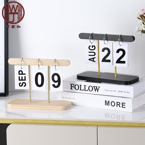 Calendario de Sobremesa Rectangular Minimalista de Madera Natural Pulida al por Mayor con Función de Cambio <span class=keywords><strong>Manual</strong></span> de Páginas, <span class=keywords><strong>Arte</strong></span> y Coleccionable - Product Image 1