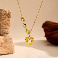 Collar con Colgante de Corazón con Perlas, Chapado en Oro de 18K, Acero Inoxidable, Resistente al Agua, Elegante, para Mujer, Venta Caliente