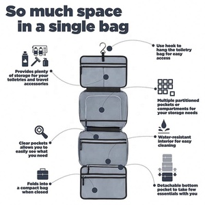 Neceser de viaje colgante Unisex de fábrica, estuche organizador de inodoro, estuche compacto colgante de viaje, estuche cosmético, bolsas de maquillaje para mujer - Product Image 3