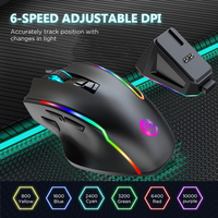 Souris de jeu PCTENK XM80B RGB sans fil, trois modes, capteur PAW3325 10000 DPI, faible latence, ergonomique, 10 boutons, pour PC Gamer, rechargeable