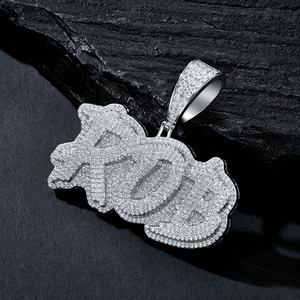 Pendentif Moissanite Lettre Hip Hop de Luxe Haute Qualité Plaqué Argent/Or pour Hommes, Bijoux de Mode Streetwear, Disponible Directement de l'Usine - Product Image 2