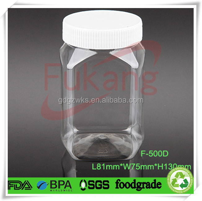 200ml de qualité alimentaire PET pot carré enfant bonbons emballage conteneur avec PP bouchon inviolable