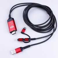2K 60Hz 3 en 1 tipo-c USB C + micro + iluminación para teléfono HDTV a HDTV Cable de video adaptador con cable de alimentación USB