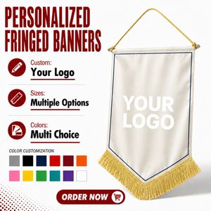 Custom Made Triangle Bunting <b>Banner</b> Tassel Bulk Production Eco-Friendly Polyester Silk Brand Marketing Festival Projects - Product Image 1