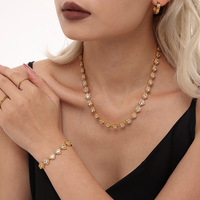 Ensemble de collier et bracelet Tennis en acier inoxydable plaqué or 18 carats avec zircon diamant, accessoires de mode gothique punk raffinés pour femmes