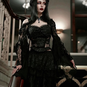 <span class=keywords><strong>Corset</strong></span> gothique en dentelle pour femme, haut sculptant vintage noir, tenue amincissante pour Halloween, cosplay, événement, contrôle léger, fin, pour adultes - Product Image 3