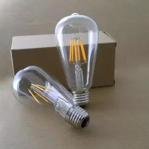 China Supplier 120V E26 8W Clear Glass Retro Lighting LED Filament Bulb ST64