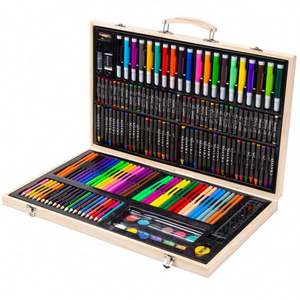 180 Wooden Box Brush Suit Children's Art <b>Markers</b> Cool Bear <b>Washable</b> Painting Non-Cross-Border Cool Bear Place of Origin - Product Image 1