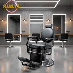 Sillón de Barbería Siman de Lujo Moderno, Estilo Europeo, Color Negro Completo, para Hombres y Uso en Salones de Belleza - Product Image 1